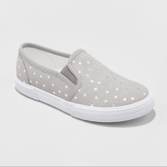 Cat & Jack Other - Cat & Jack Grey Metallic Star Slip On Sneaker NWT